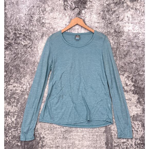 Icebreaker Shirt Large Womens Cool Lite Merino Base Layer Blue Long Sleeve - Picture 1 of 8